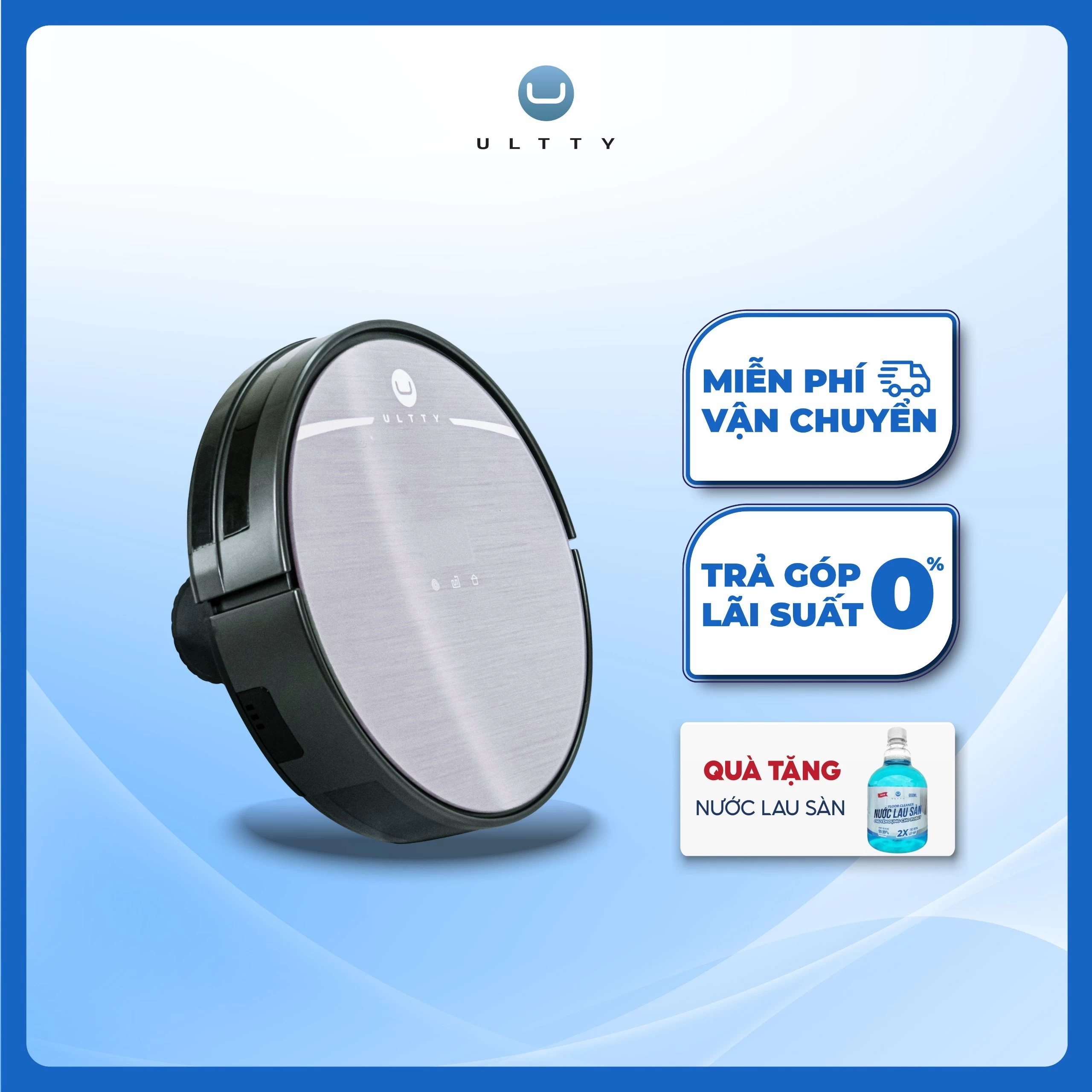 Robot Hút Bụi Lau Nhà Thông Minh U-ULTTY RB01X Điều Khiển Qua Smartphone, Công Suất Hút Lớn 2000Pa, Tự Động Sạc Khi Hết Pin