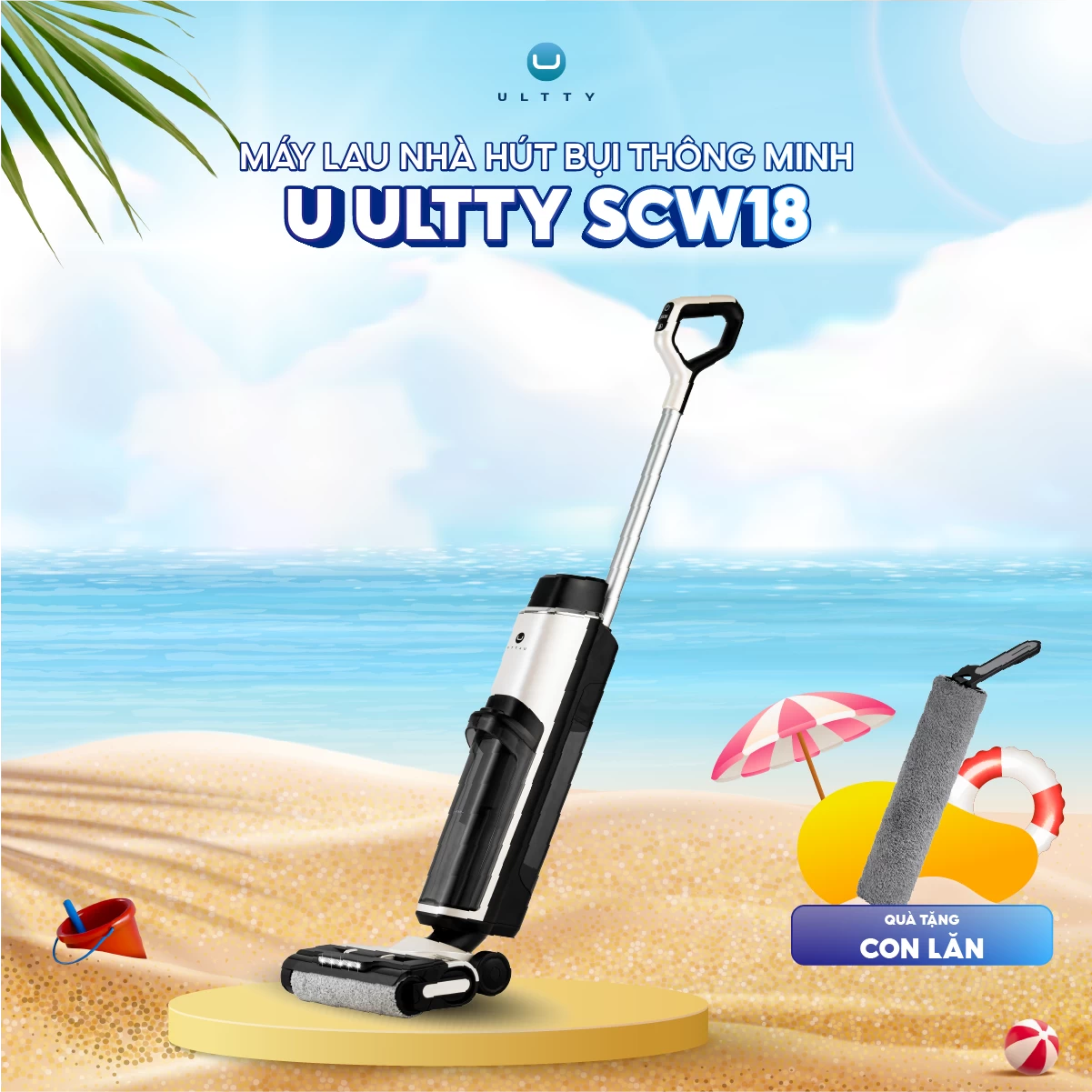 Máy Lau Nhà Hút Bụi Thông Minh U Ultty SCW18 Màu Trắng Ngọc Trai