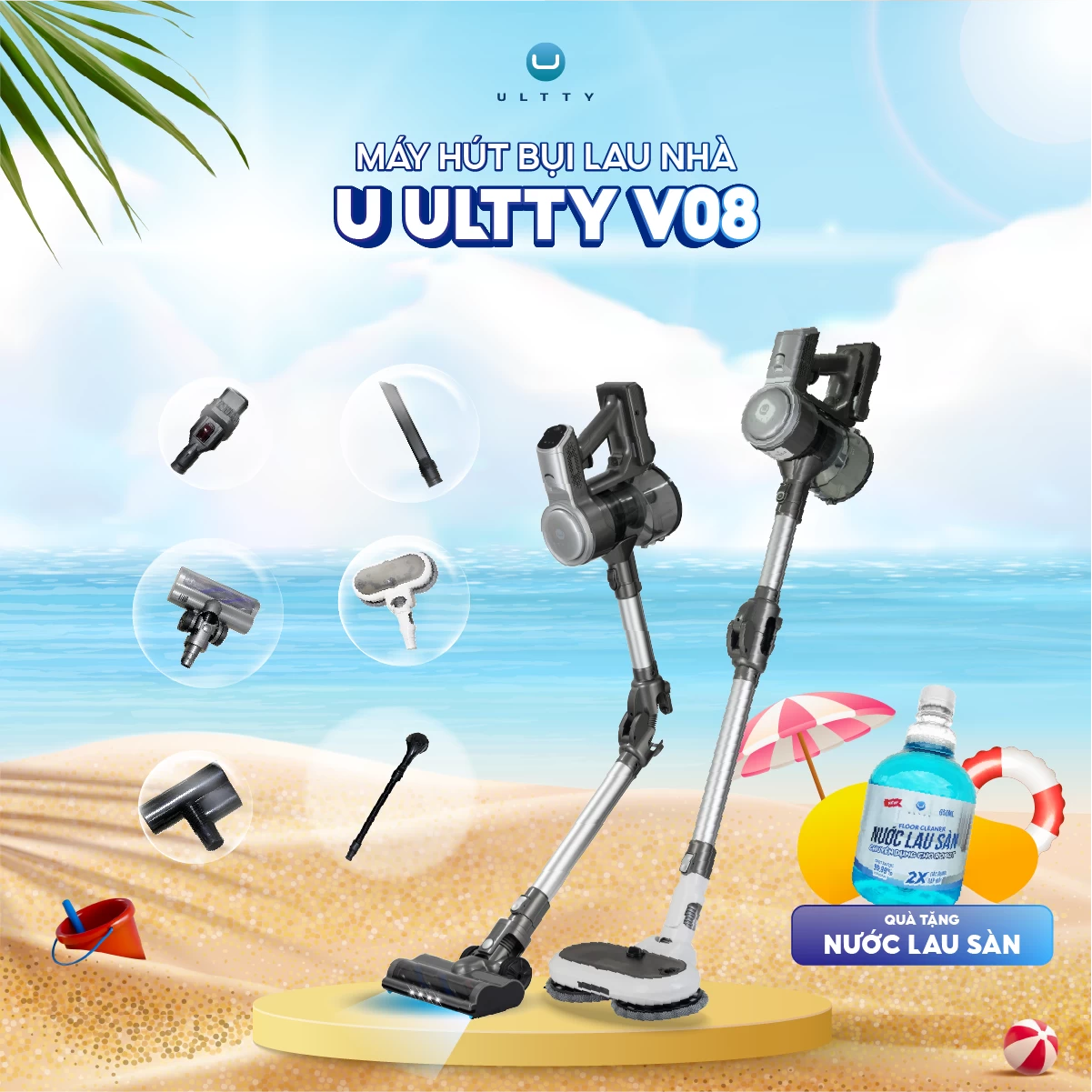 Máy Hút Bụi Và Lau Nhà U-Ultty V08 6in1