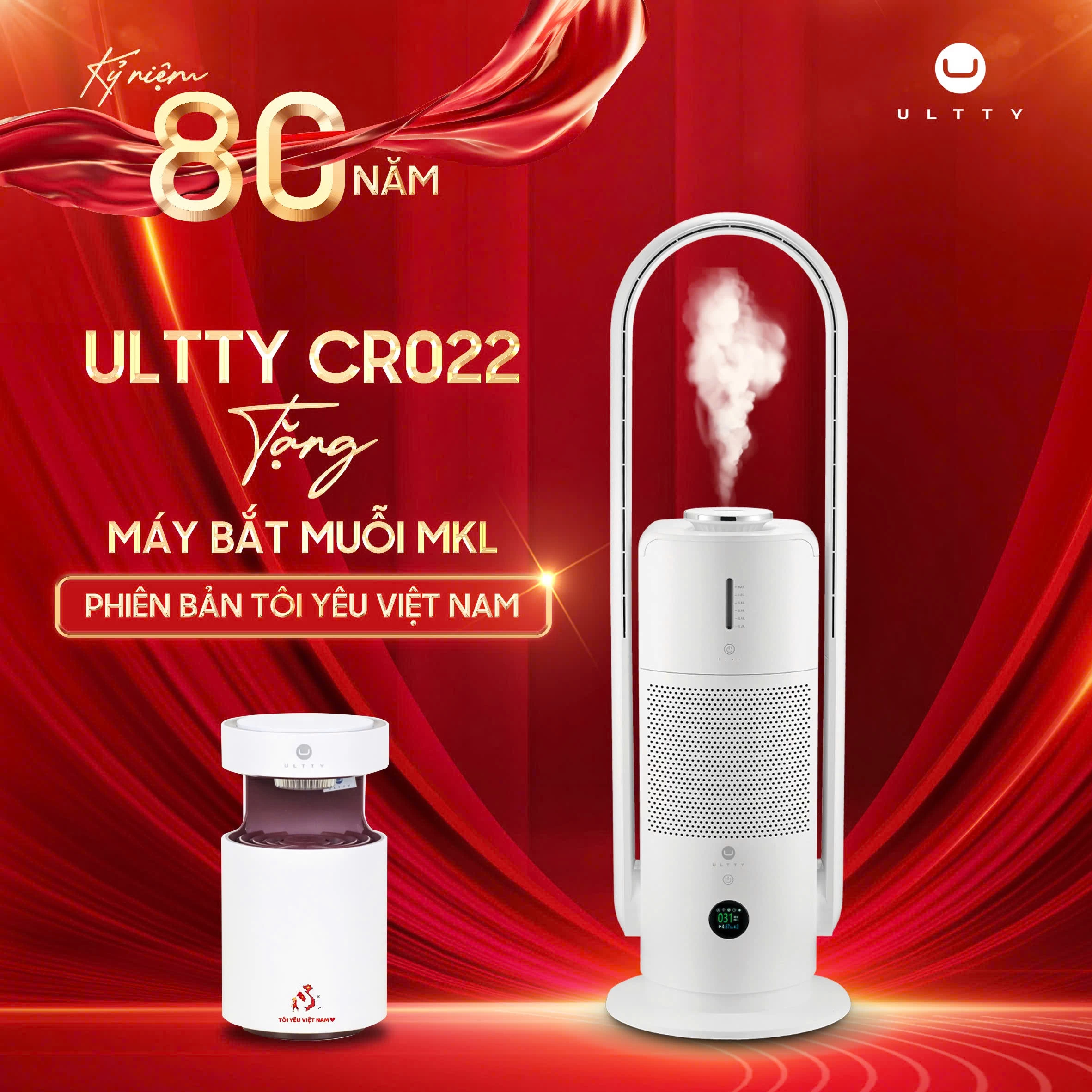 Quạt Lọc Không Khí Bù Ẩm U-ULTTY CR022, Diệt Khuẩn Bằng Tia UV, Công Nghệ Bội Khí, Chế Độ Làm Mát 9 Cấp, Bộ Lọc HEPA H14 Loại Bỏ 99,97% Bụi Mịn, Vi Khuẩn, Virut, Bù Ẩm 3 Cấp