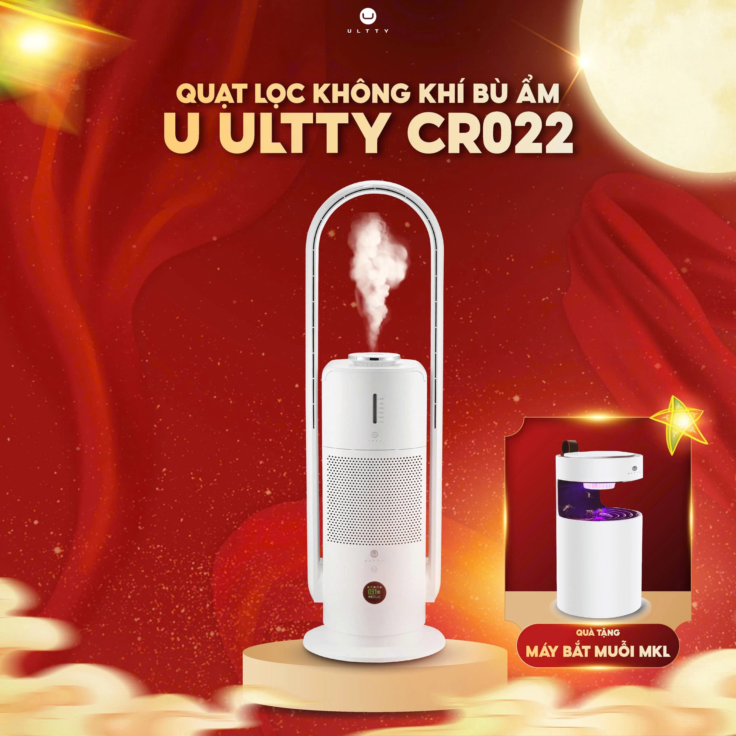 Máy Lọc Không Khí Bù Ẩm Diệt Khuẩn Dạng Quạt U-ULTTY CR022, Bộ Lọc HEPA H13 Loại Bỏ 99,97% Bụi Mịn, Vi Khuẩn, Virut, Bù Ẩm 3 Cấp, Diệt Khuẩn Bằng Tia UV, Chế Độ Làm Mát 9 Cấp