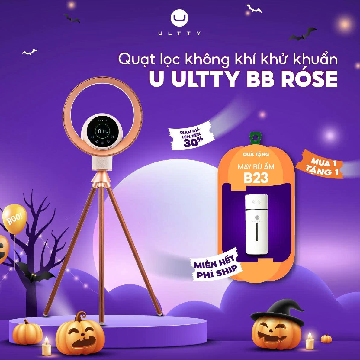 Quạt lọc không khí và khử khuẩn U ULTTY BB Róse Champagne