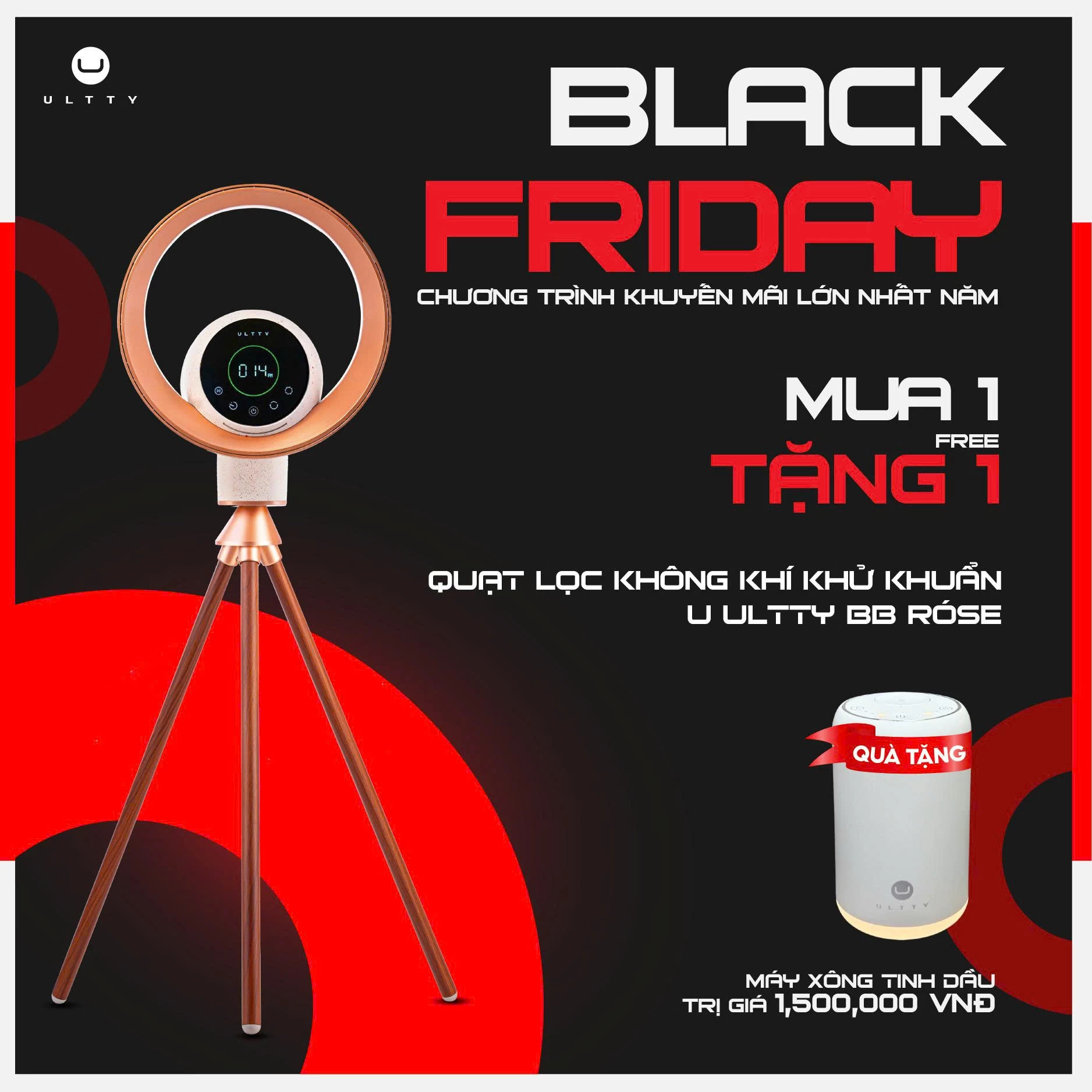 Quạt lọc không khí và khử khuẩn U ULTTY BB Róse Champagne