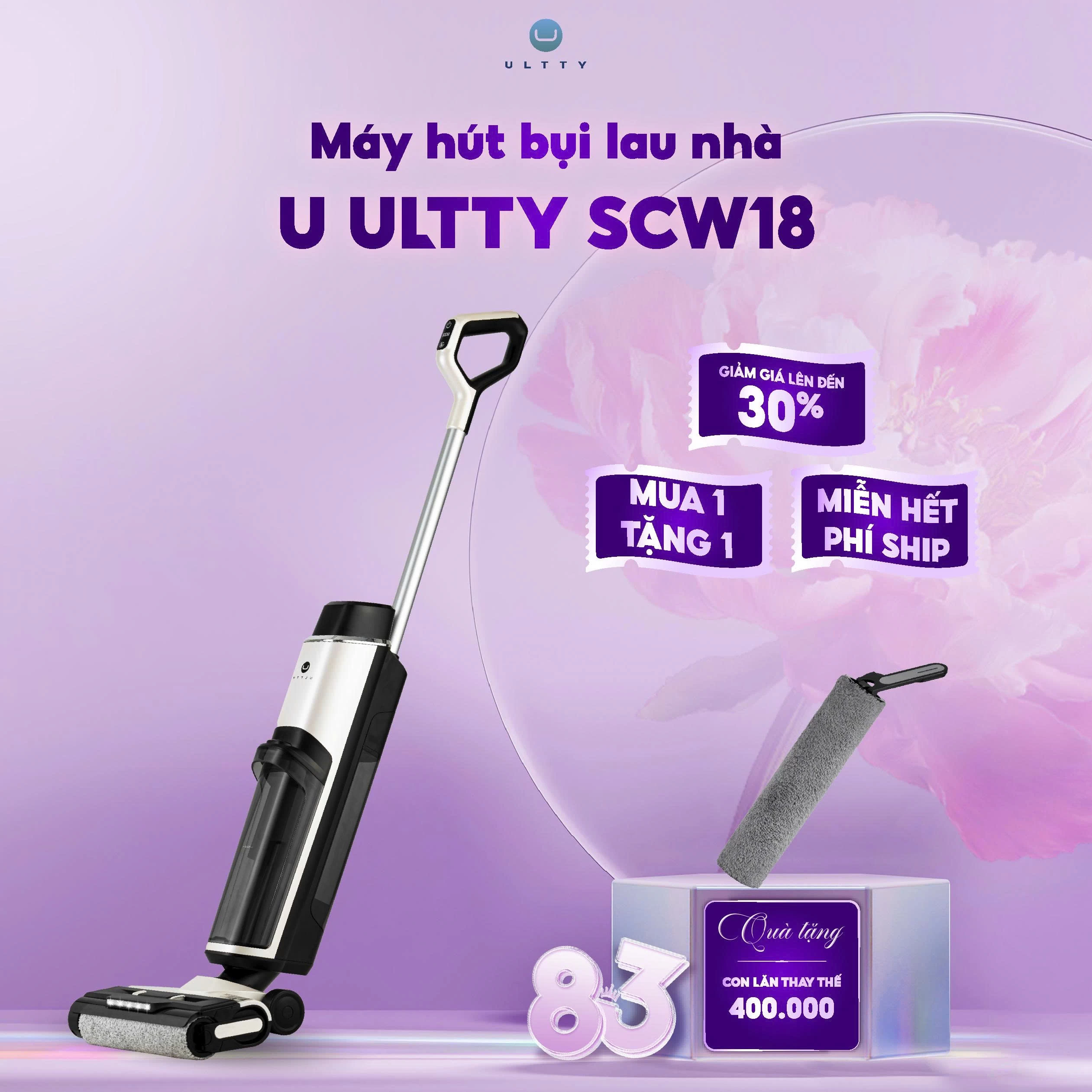 Máy Lau Nhà Hút Bụi Thông Minh U Ultty SCW18 Màu Trắng Ngọc Trai