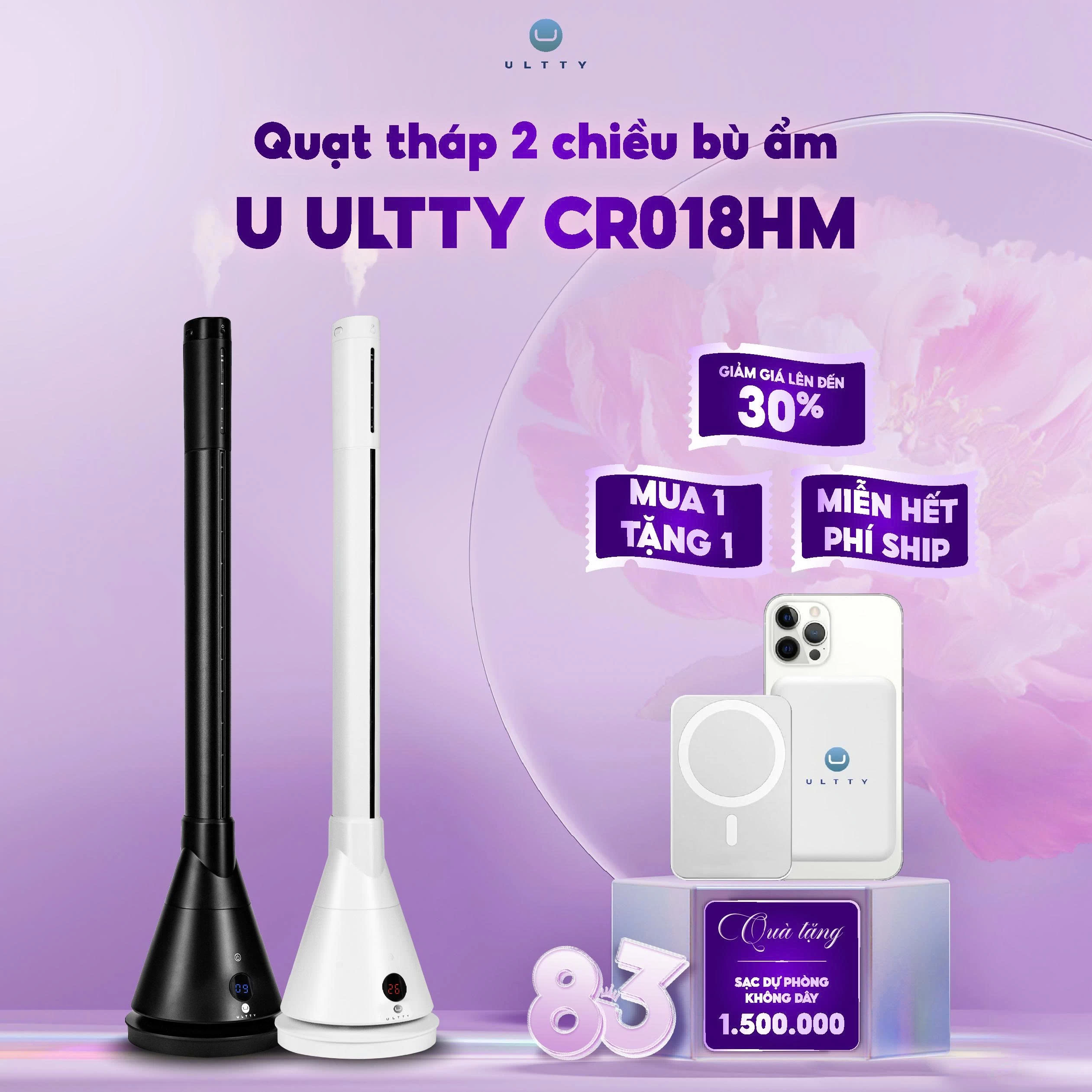 Quạt Tháp Sưởi 2 Chiều Bù Ẩm U ULTTY CR018HM - Công nghệ sưởi gốm Ceramic hiện đại