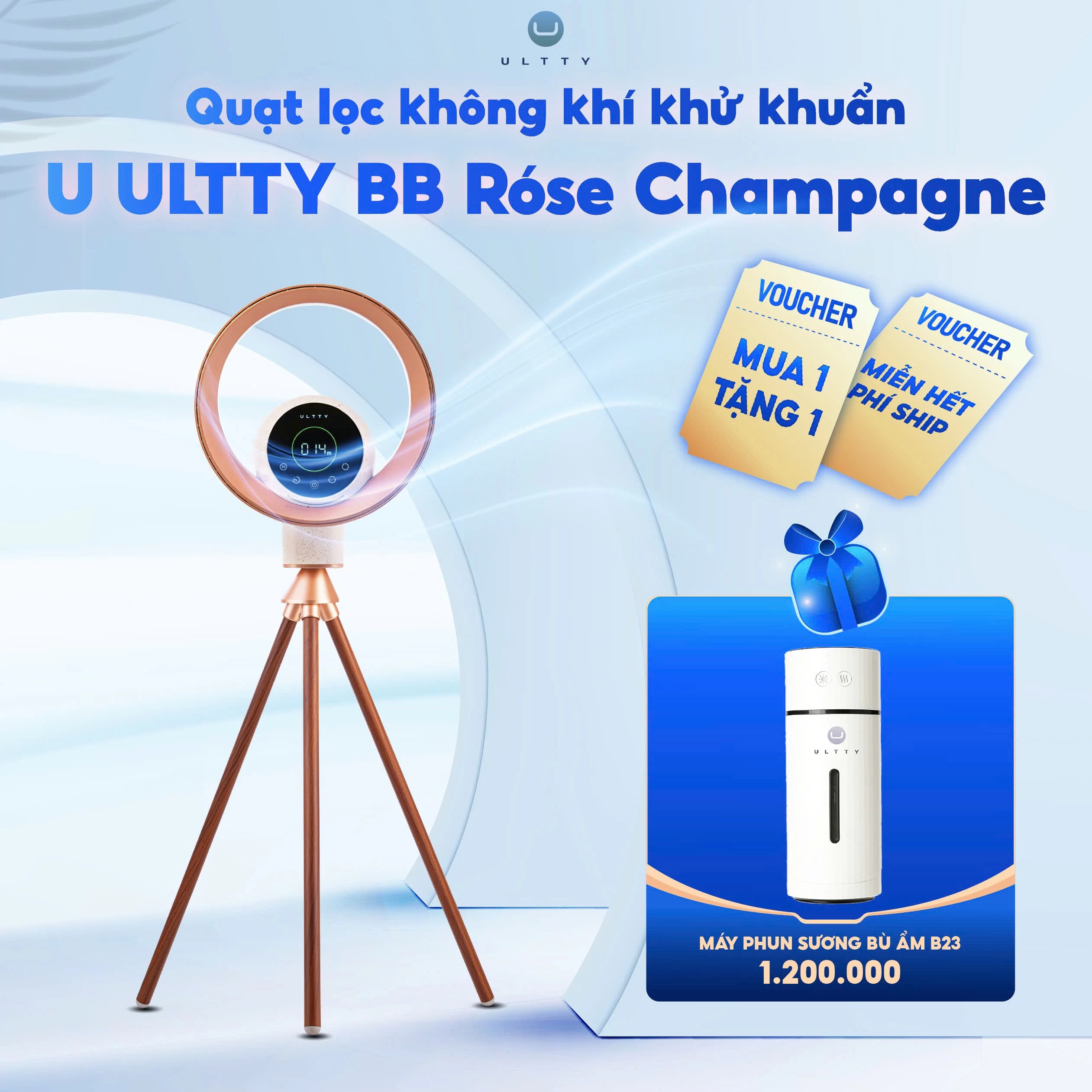 Quạt lọc không khí và khử khuẩn U ULTTY BB Róse Champagne