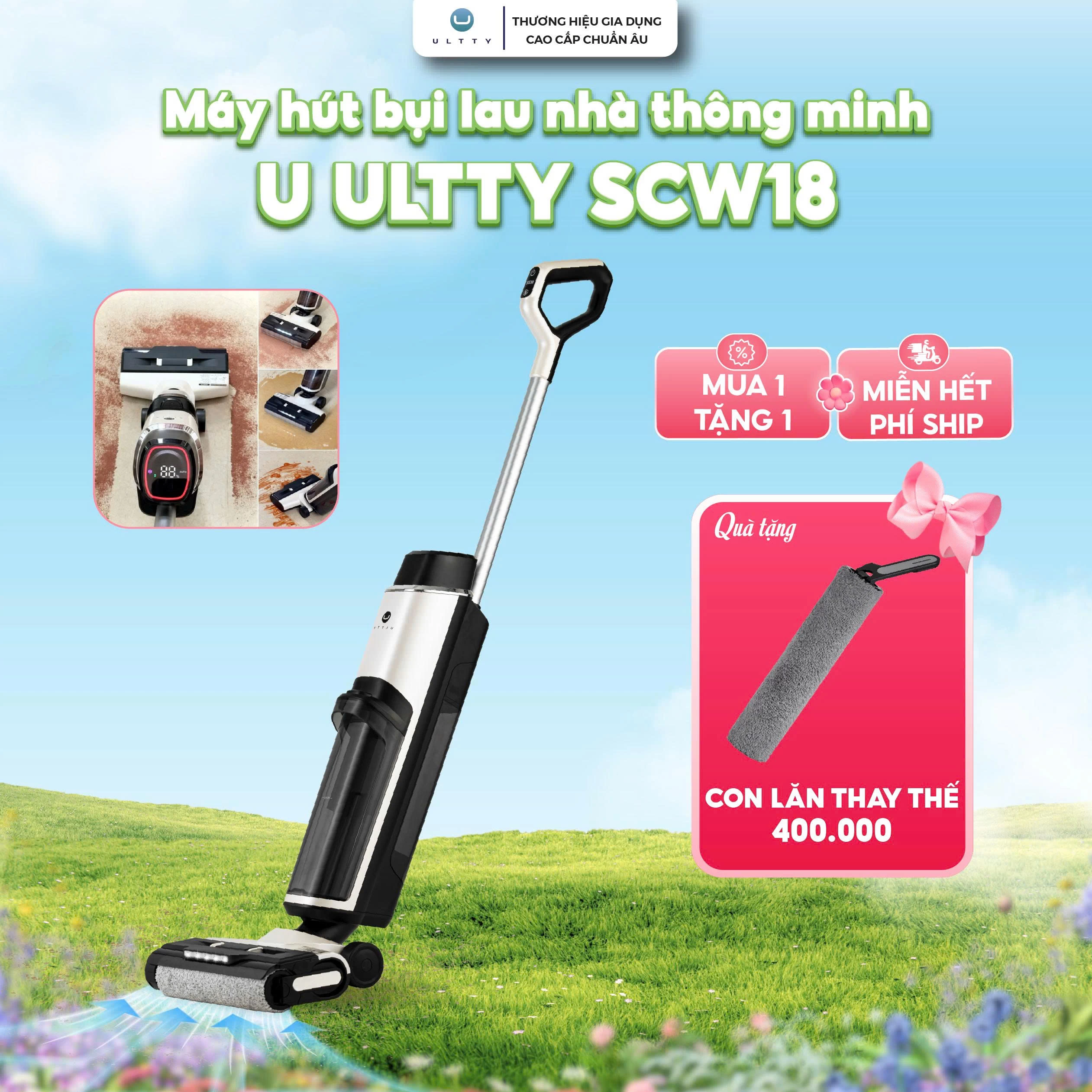 Máy Lau Nhà Hút Bụi Thông Minh U Ultty SCW18
