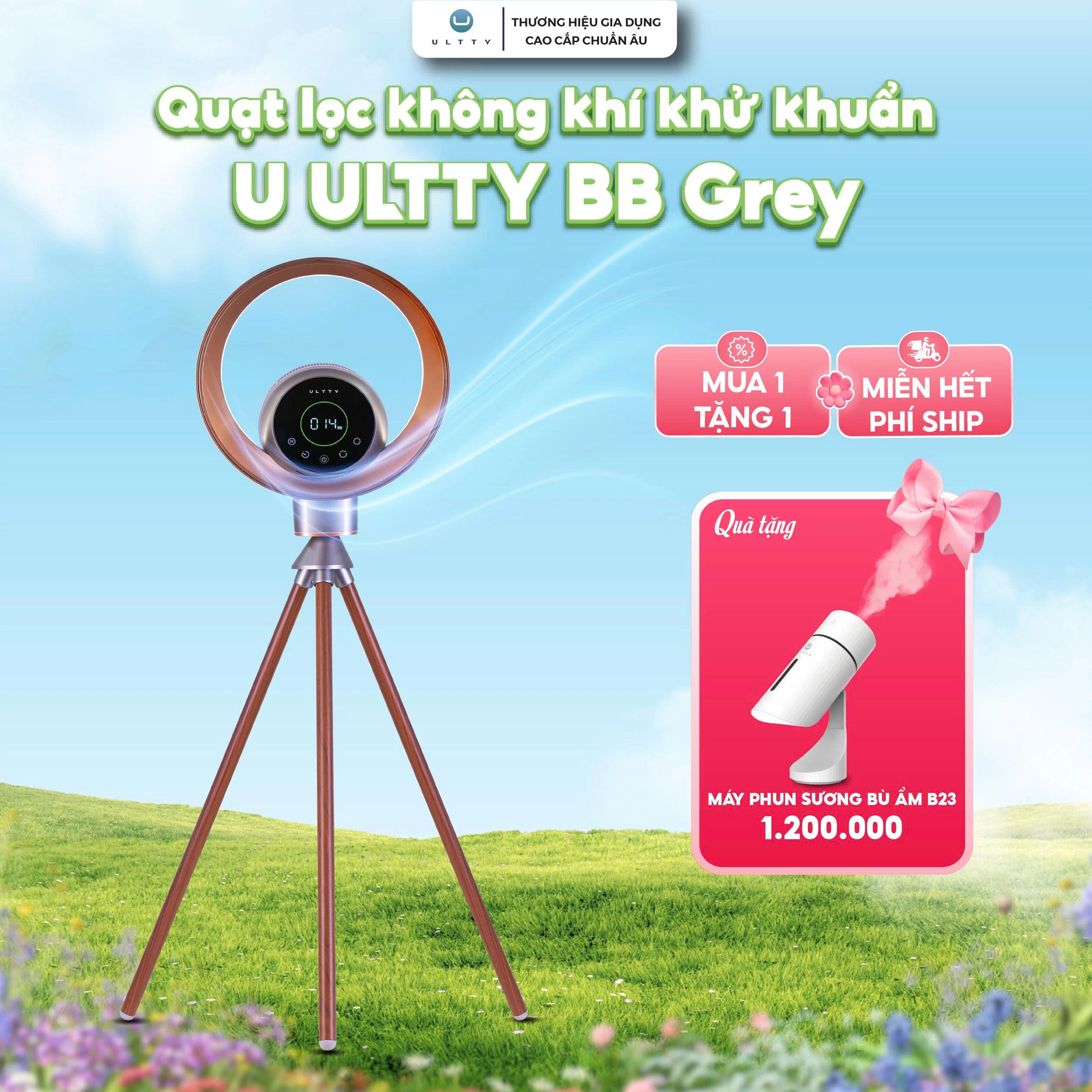Quạt lọc không khí và khử khuẩn U ULTTY BB màu Grey Titanium