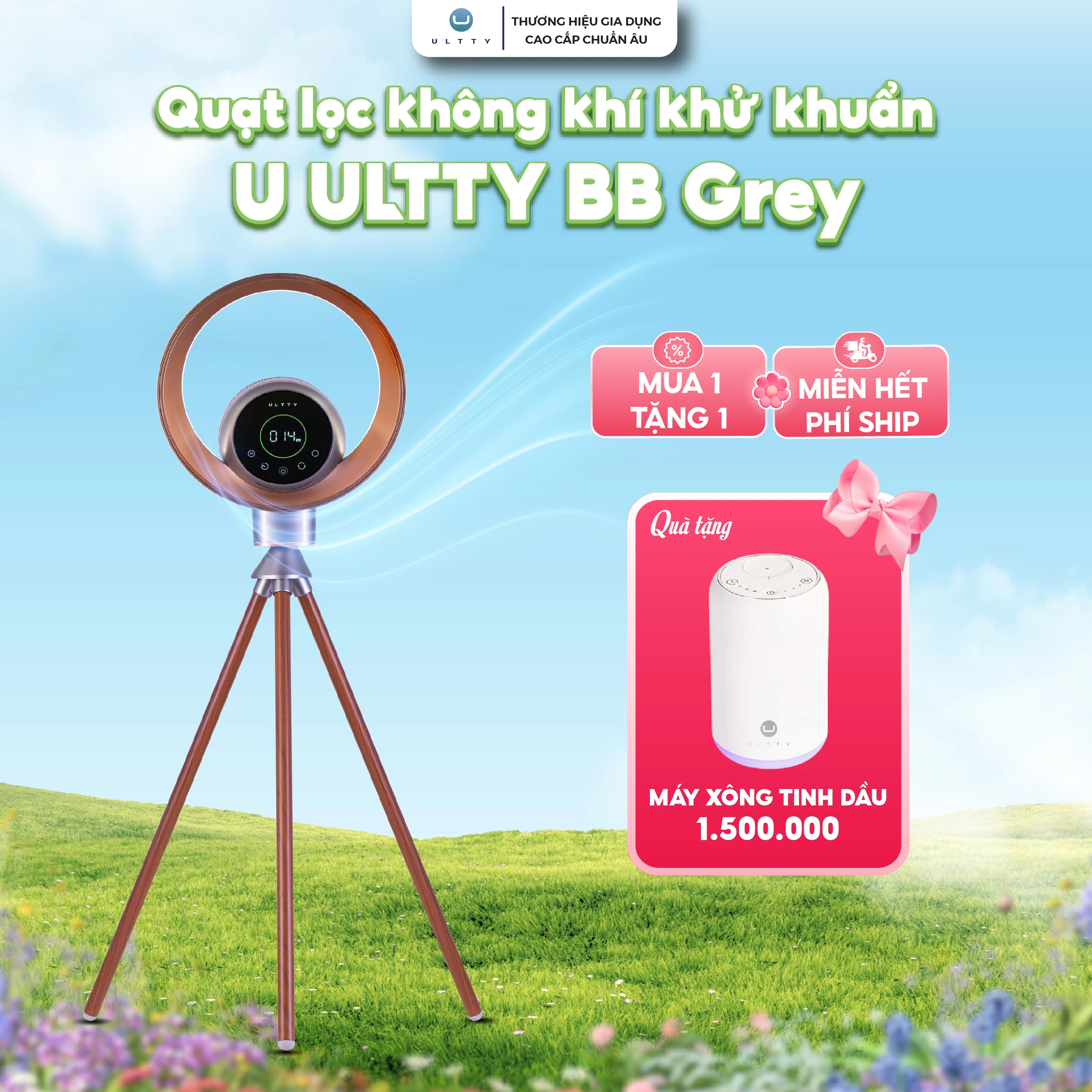 Quạt lọc không khí và khử khuẩn U ULTTY BB màu Grey Titanium