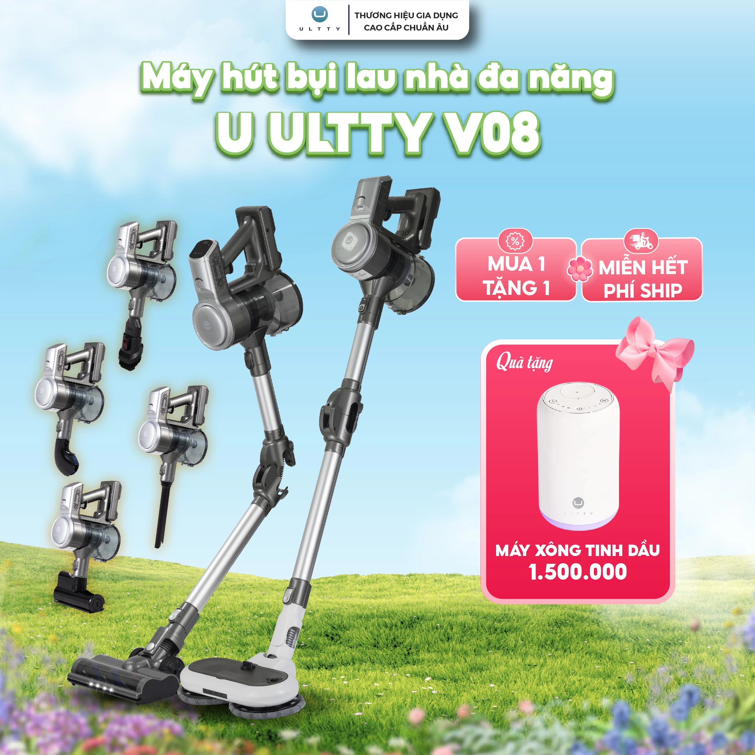 Máy Hút Bụi Và Lau Nhà U-Ultty V08 6in1