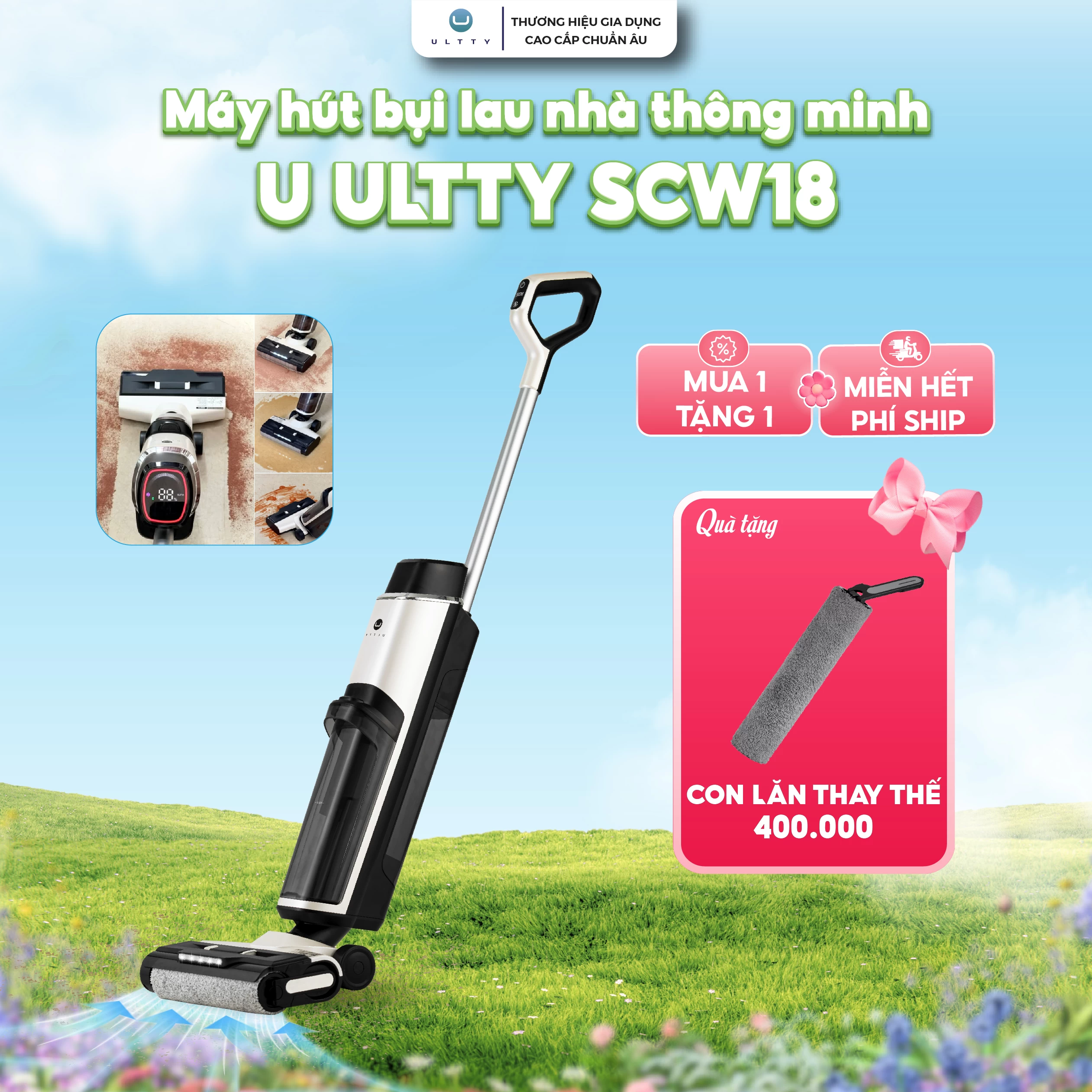 Máy Lau Nhà Hút Bụi Thông Minh U Ultty SCW18