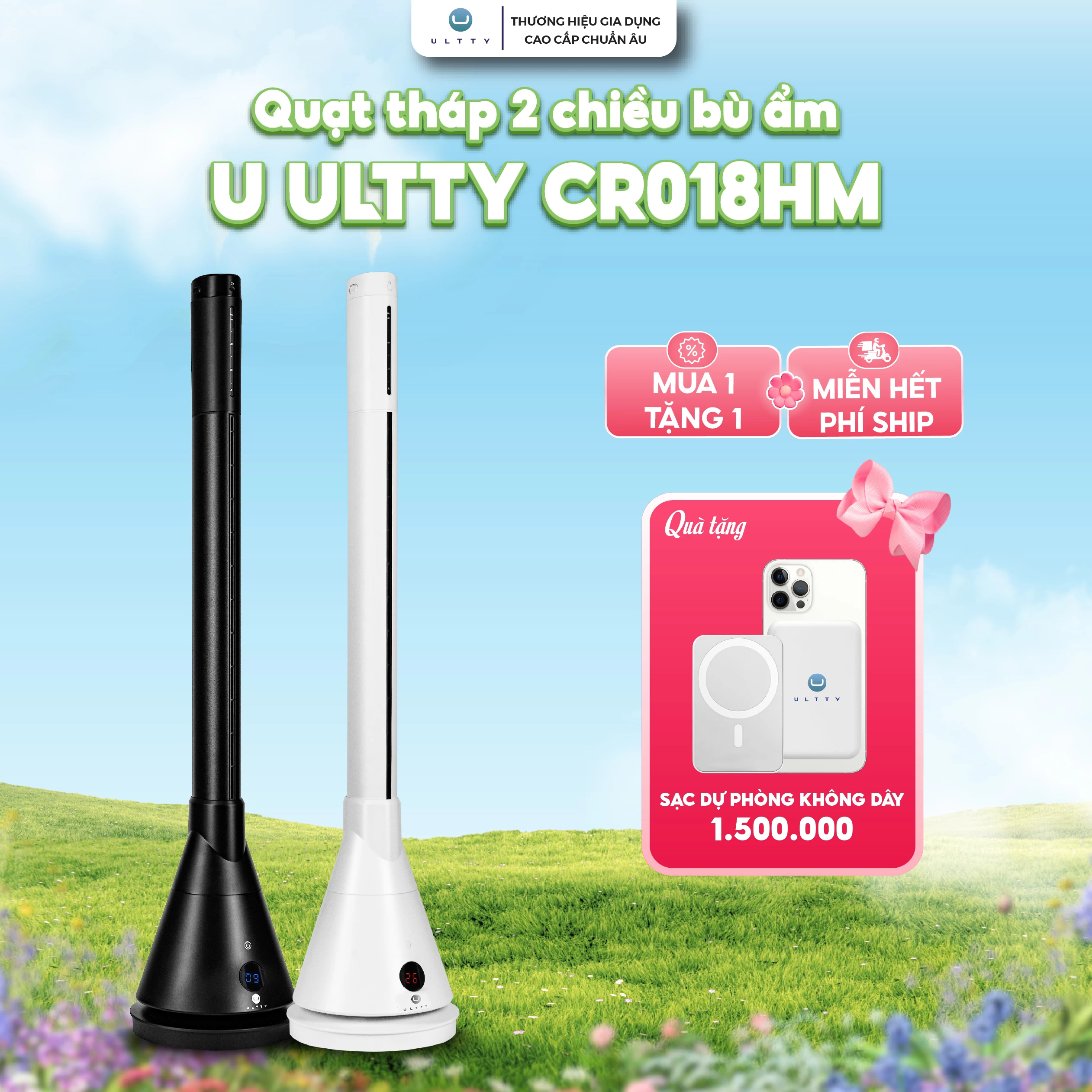 Quạt Tháp 2 Chiều Làm Mát, Sưởi Ấm và Bù Ẩm U ULTTY CR018HM
