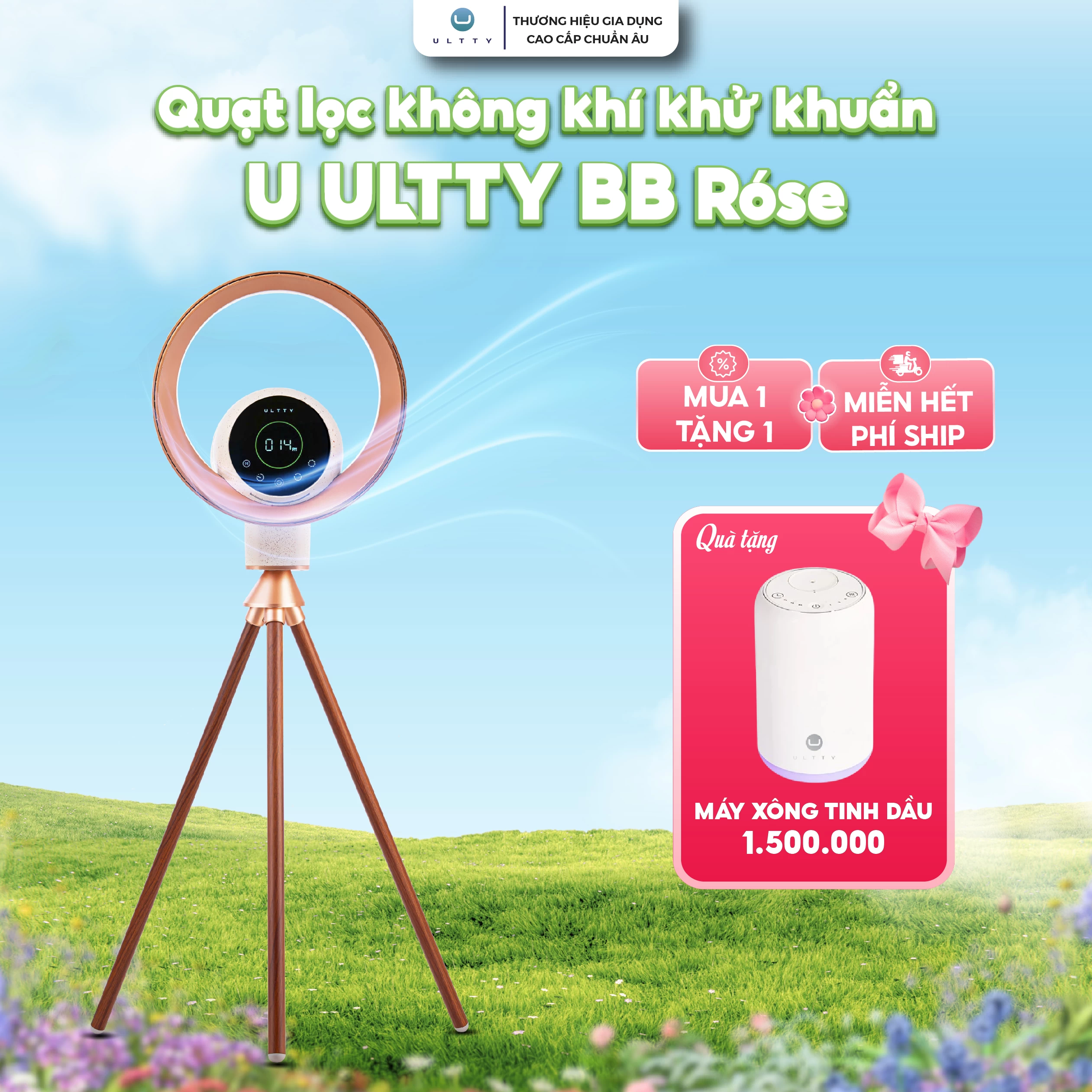 Quạt lọc không khí và khử khuẩn U ULTTY BB Róse Champagne